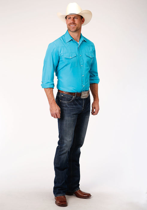 Men's Roper Solid Light Blue Western Shirt
