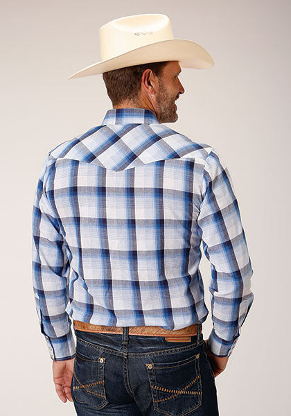 Men's Roper Multi Blue Plaid Western Shirt