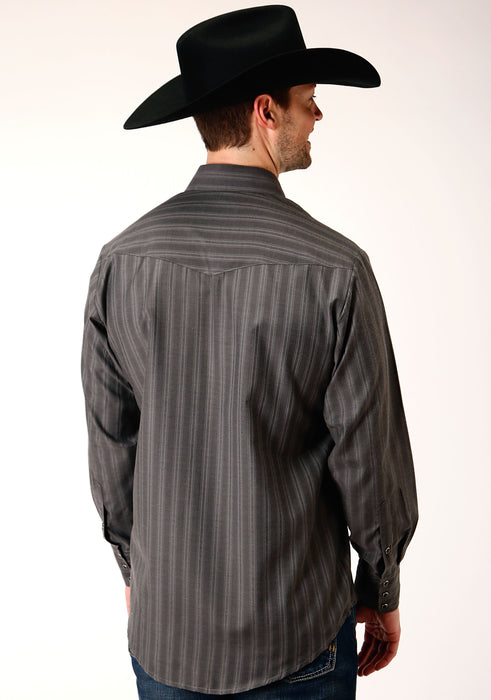 Men's Roper Charcoal Dobby Striped Western Shirt