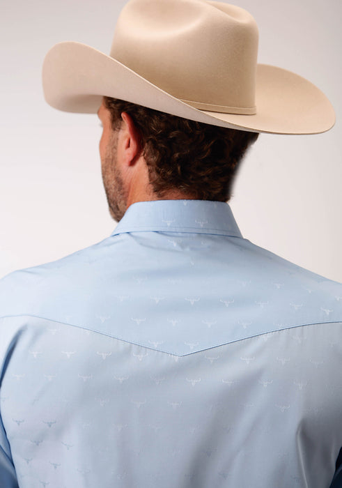 Men's Roper Solid Light Blue Western Shirt