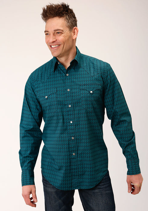 Men's Roper Turquoise Diamonds Western Shirt