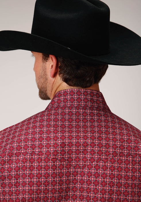 Men's Roper Dark Red Amarillo Print Western Shirt