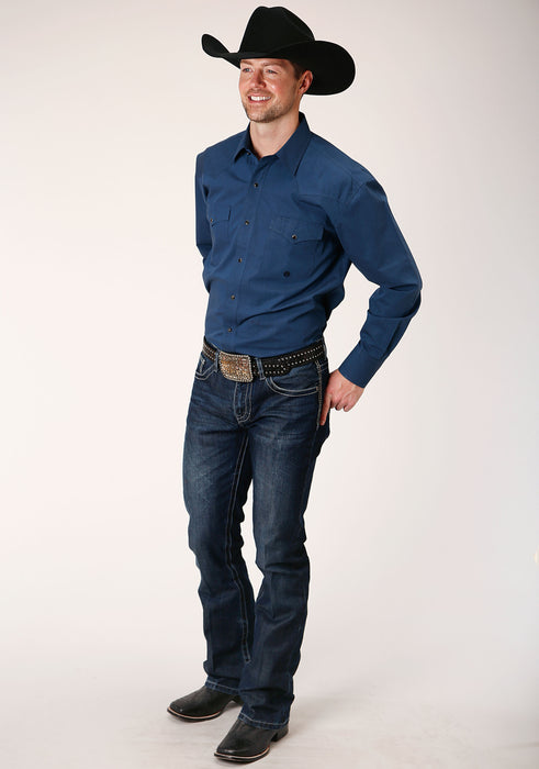 Men's Roper Solid Blue Western Shirt