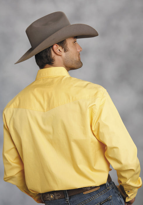 Men's Roper Solid Yellow Western Shirt