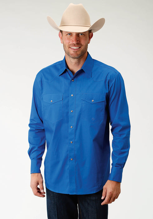 Men's Roper Solid Blue Western Shirt