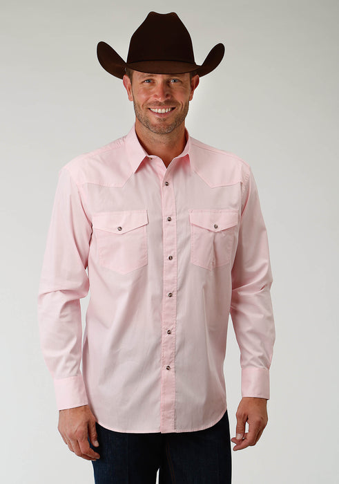 Men's Roper Solid Pink Western Shirt