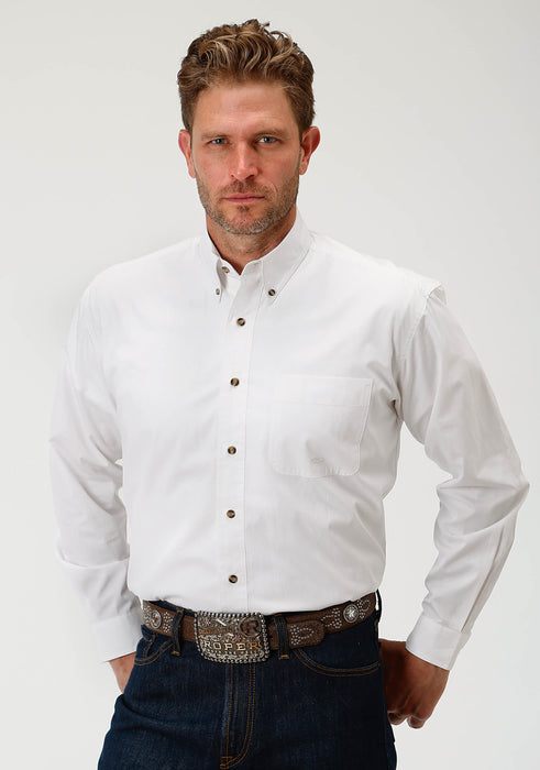 Men's Roper Solid White Western Shirt