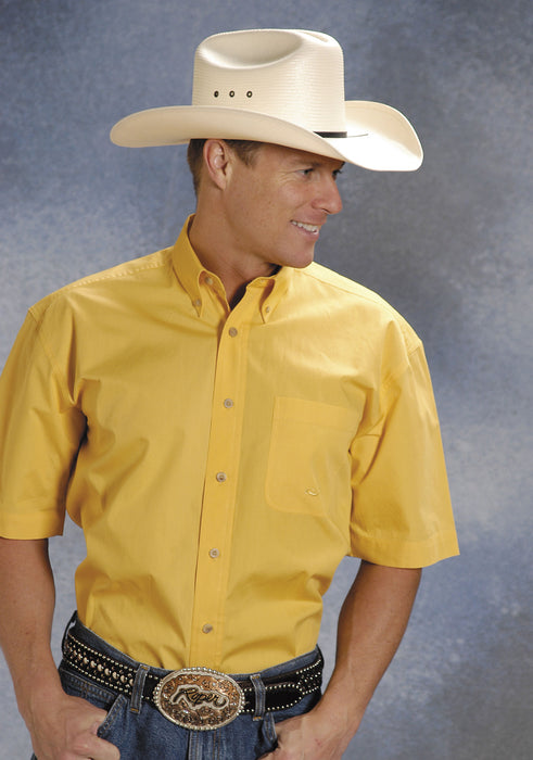 Men's Roper Solid Yellow Western Shirt