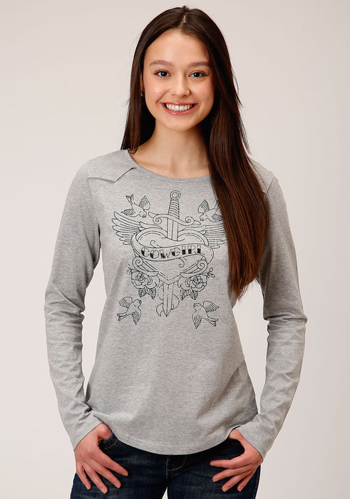 Roper Grey Jersey Knit Long Sleeve Tee