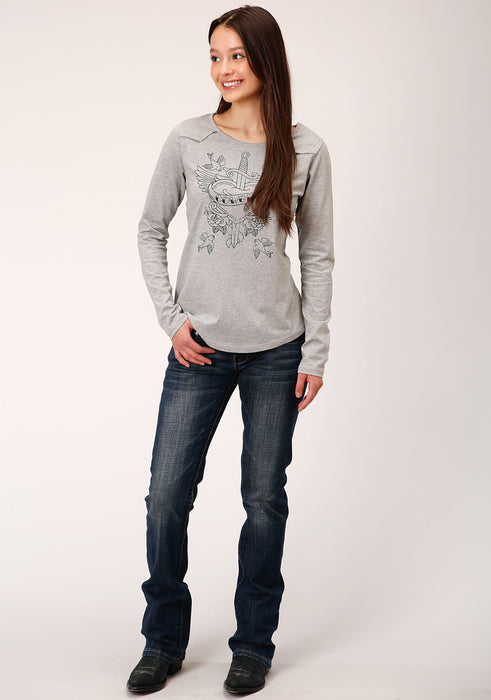 Roper Grey Jersey Knit Long Sleeve Tee