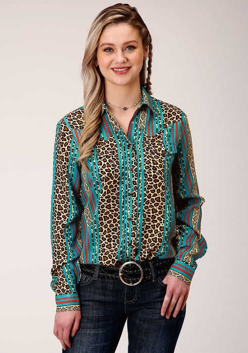 Roper Leopard Strip Long Sleeve Shirt