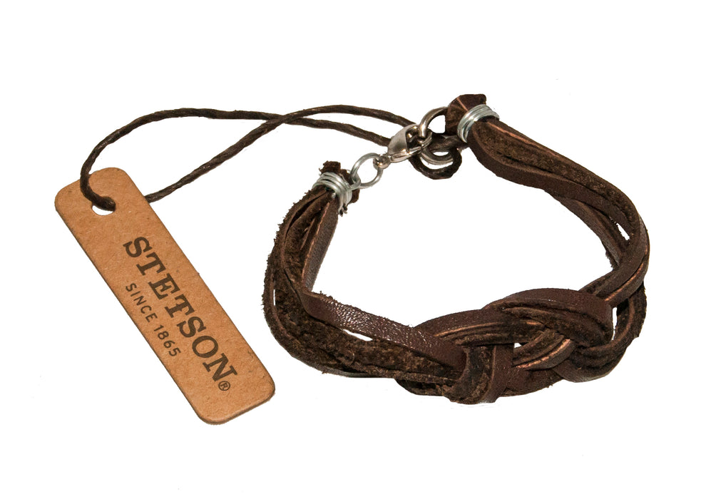 Stetson Brown Leather Bracelet w/ Metal Clasp