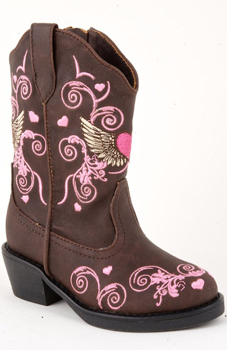 BROWN FASHION BOOT W/WINGED HEART