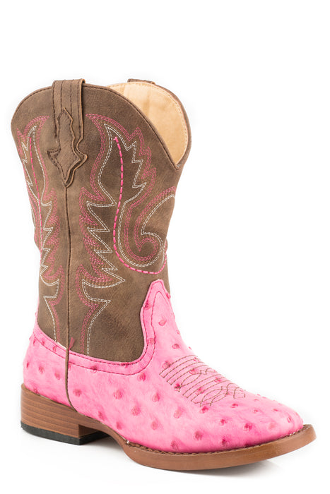 Girl's Roper Pink Faux Ostrich Western Boot