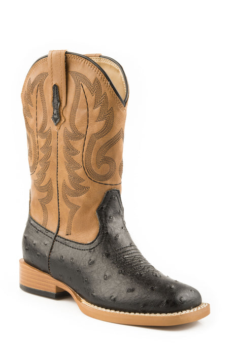 Men's Roper Black Faux Ostrich Western Boot