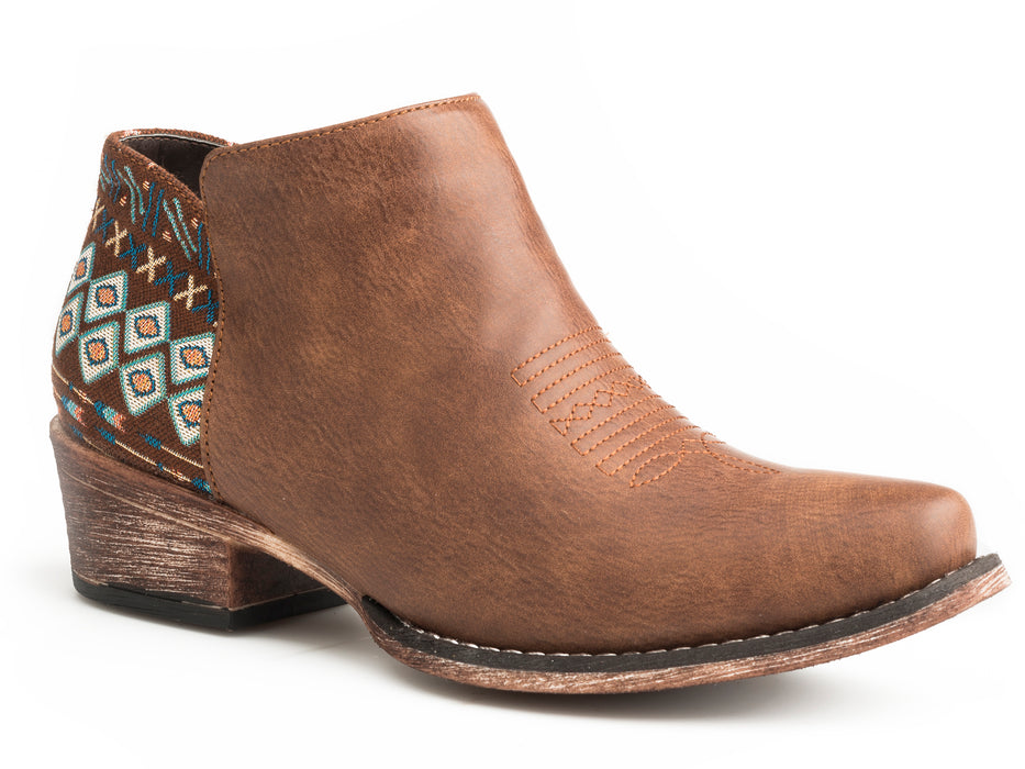 SNIP TOE BROWN VAMP AZTEC HEEL