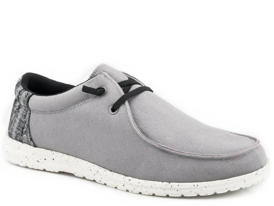 GREY CANVAS WITH MULTI COLORED HEEL