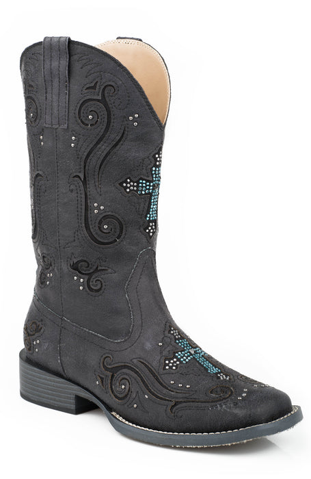 Women's Roper Black Faux Leather Western Boot