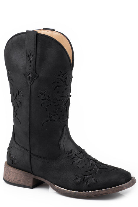 Women's Roper Black Faux Leather Square Toe Boot