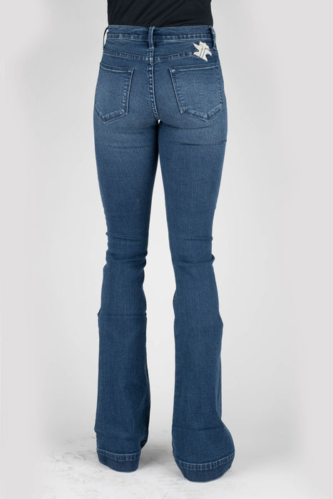 Women's Tin Haul "Libby Fit" Dark Wash Western Flare Jeans
