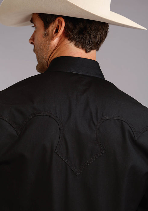 Men's Stetson Black Solid Western Long Sleeve Shirt