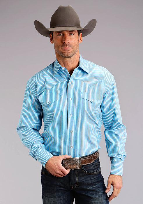 Men's Stetson Light Blue Western Long Sleeve Shirt