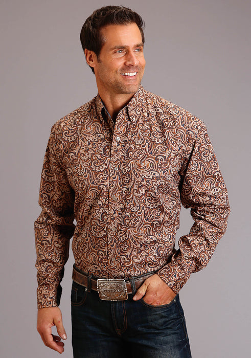 Stetson Leather Paisley Long Sleeve Shirt