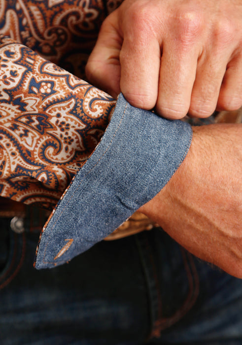 Stetson Leather Paisley Long Sleeve Shirt