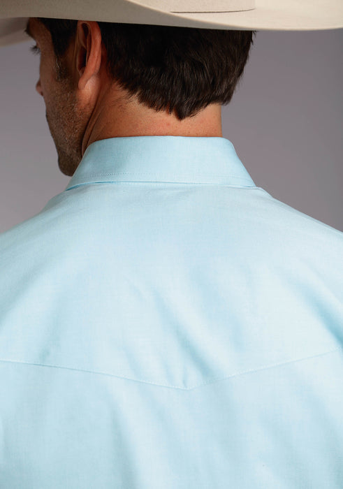 Men's Stetson Light Blue Solid Western Long Sleeve Shirt