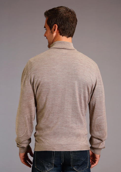 Men's Stetson Tan Merino Wool Quarter Zip Sweater