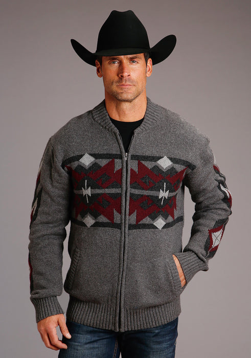 Men's Stetson Grey Wool Blend Sweater