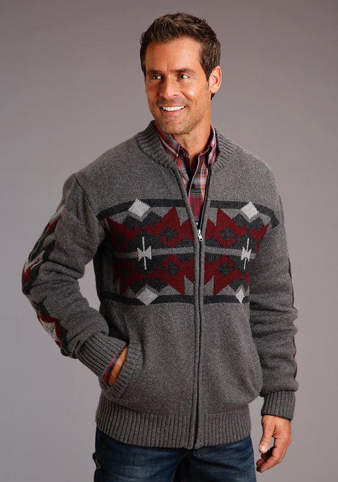 Men's Stetson Grey Wool Blend Sweater