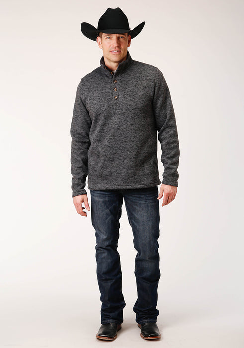 Men's Stetson Grey Quarter Button Pullover Sweater