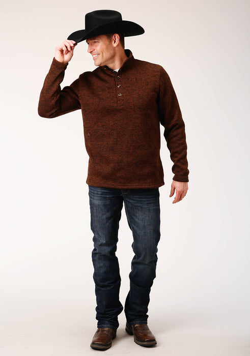 Men's Stetson Maroon Quarter Button Pullover Sweater