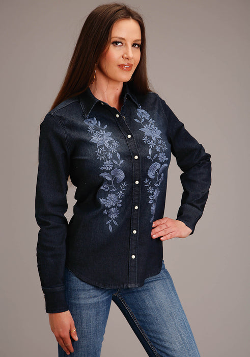 Stetson Dark Denim Long Sleeve Blouse