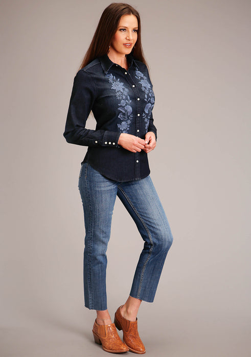 Stetson Dark Denim Long Sleeve Blouse