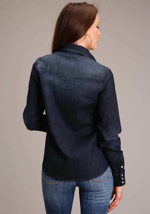 Stetson Dark Denim Long Sleeve Blouse