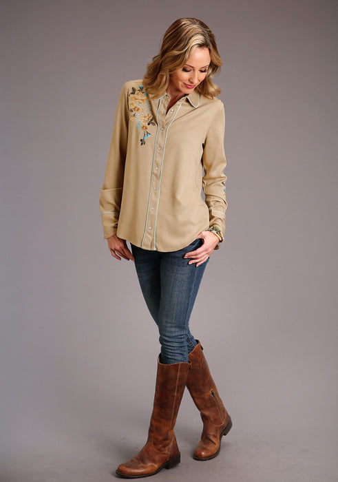 Women's Stetson Taupe Western Long Sleeve Blouse