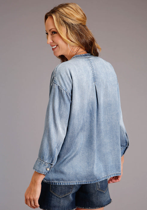 Women's Stetson Lyocel Denim Pull Over Blouse