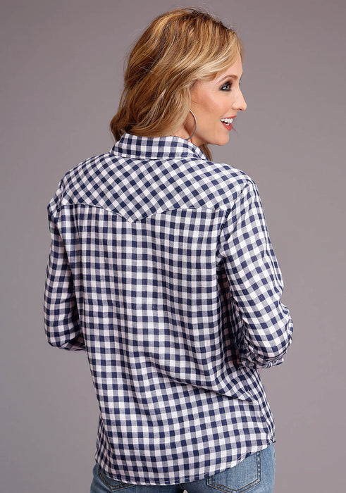 Stetson Navy & White Checkered Long Sleeve Button Up