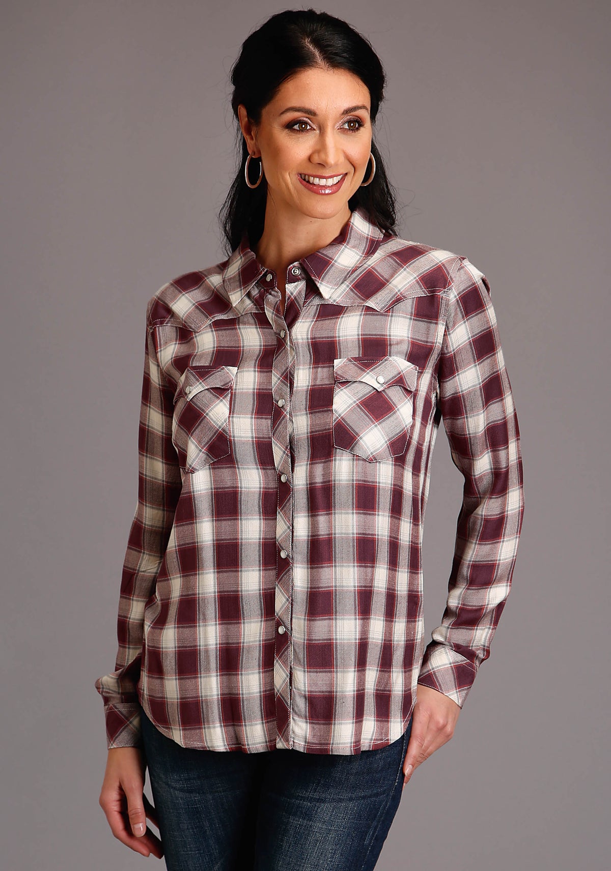 Stetson Gaucho Plaid Long Sleeve Blouse — Way Out West Trading Co