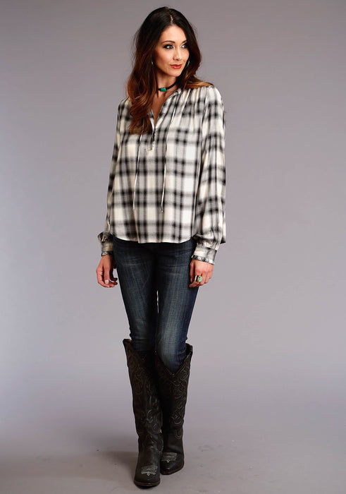 Stetson Ash Plaid Loose Long Sleeve Blouse