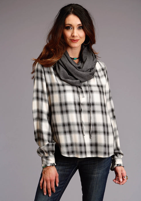 Stetson Ash Plaid Loose Long Sleeve Blouse