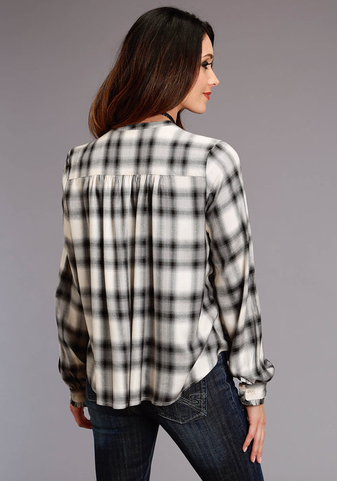 Stetson Ash Plaid Loose Long Sleeve Blouse