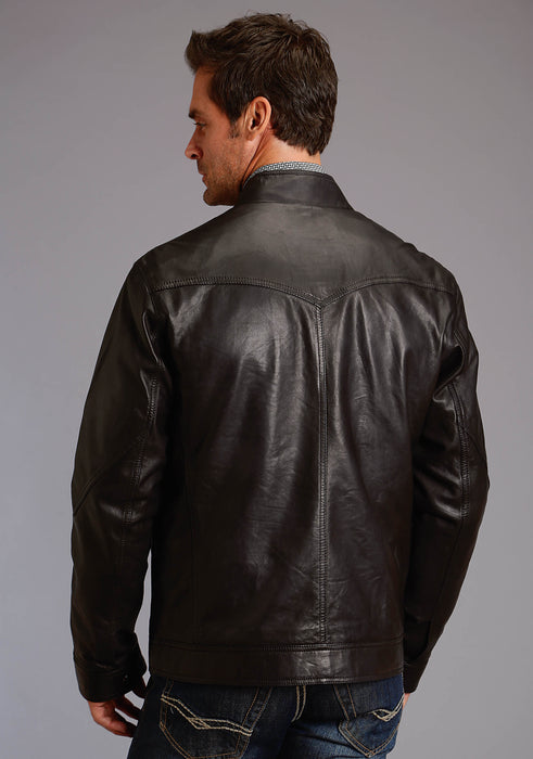 Men's Stetson Black Soft Bomber Style Leather Jacket