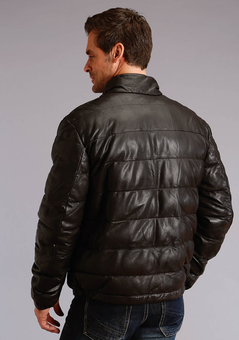 Men's Stetson Black Quilted Leather Long Sleeve Jacket