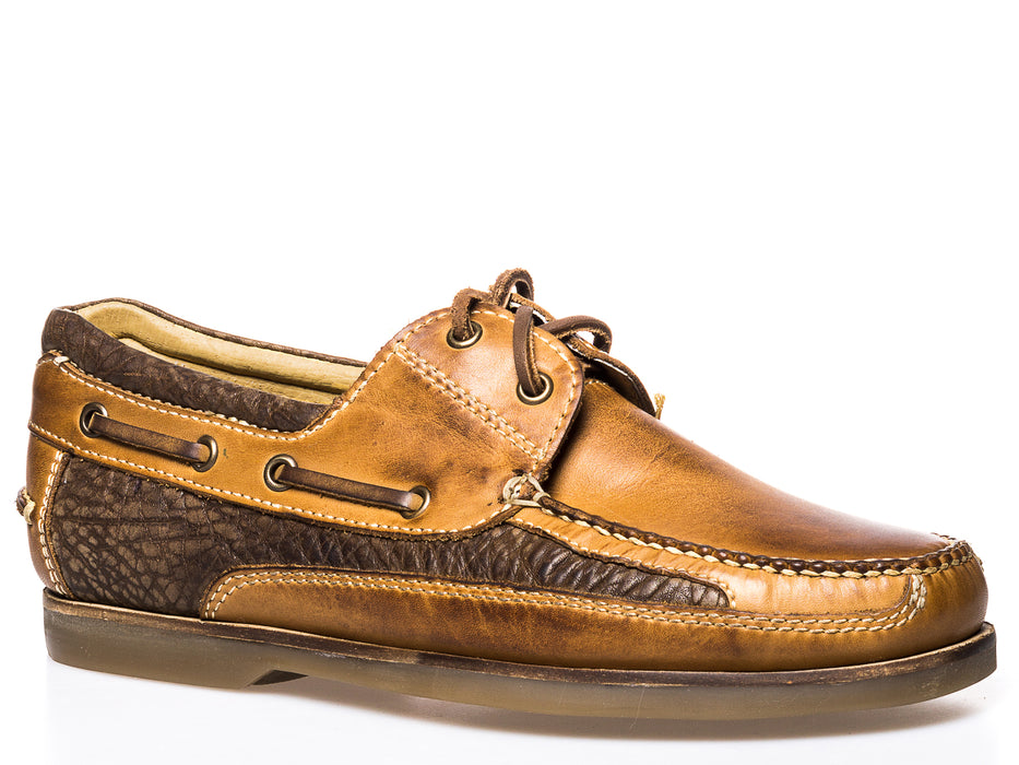 BURNISHED TAN LEATHER  BOAT SHOE