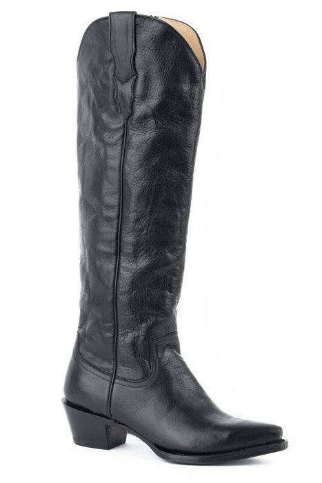 Women's Stetson Black Western Snip Toe Boot w/ Full Length Zipper