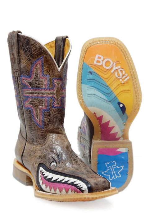 Boy's Tin Haul "I Don't Bite" Western Square Toe Boot