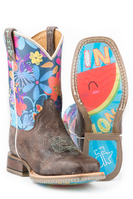 Girls Tin Haul "Bloomin Flowers" Western Square Toe Boot